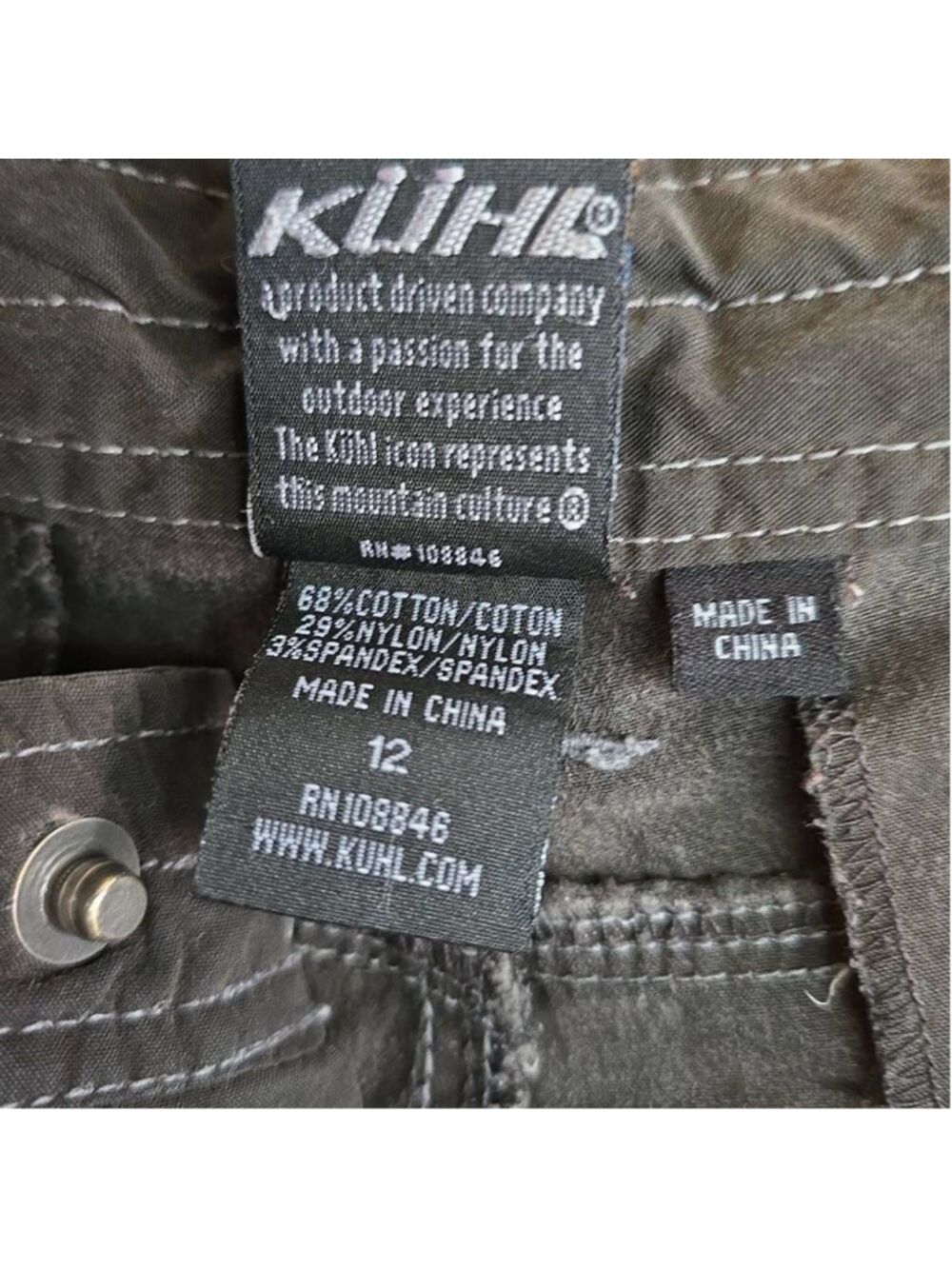 Kuhl Charcoal Grey Cargo Shorts Size 12 Snap Zipper Front - Picture 5 of 7